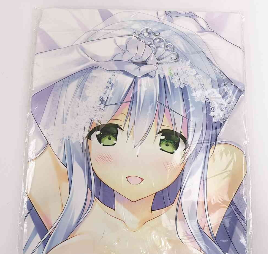 imagerrrrh 1 - 【絵巻本舗】二次元イラストグッズ特化型買取専門店 Anime girl with green eyes and blue hair, smiling, wearing a lace wedding veil.