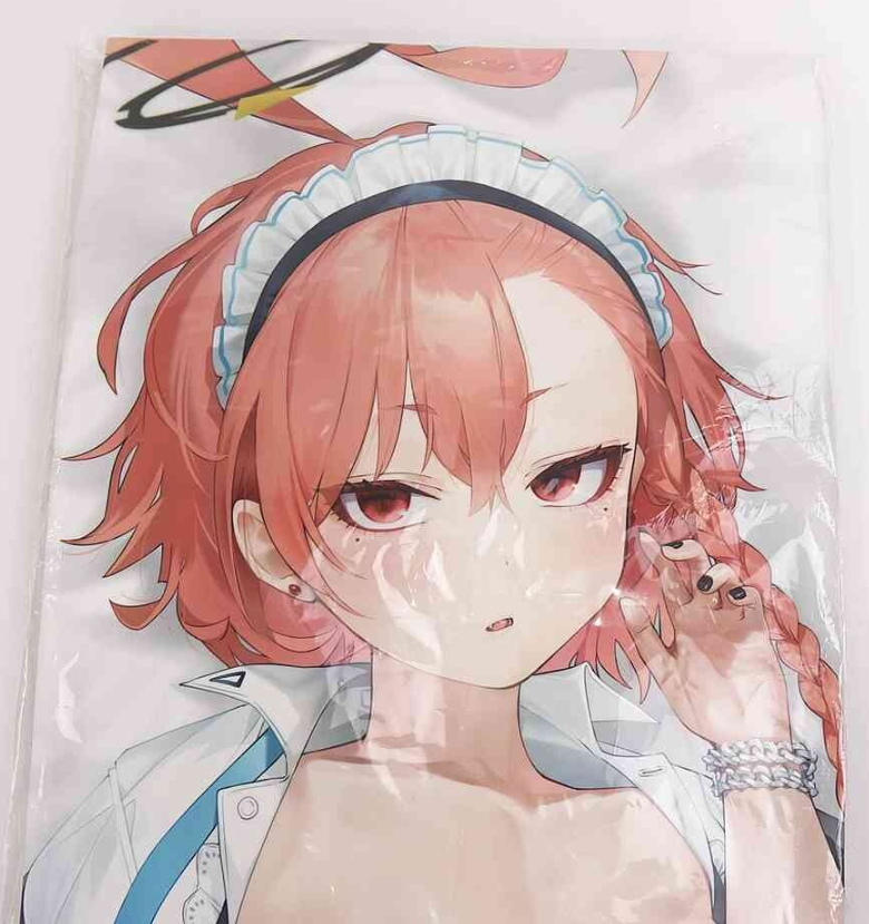 Anime-style illustration of a girl with orange hair and a blue-and-white headband, wearing an open white jacket and silver bracelet, looking forward with a calm, slightly aloof expression.