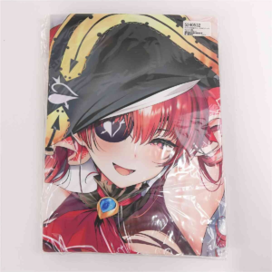 Colorful anime illustration of a smiling red-haired girl with a black hat, in plastic packaging.